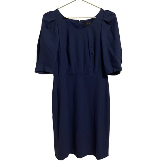 J. Crew Italian Wool Puff-Sleeve Sheath Dress Navy Size 6 NWOT - Picture 1 of 7
